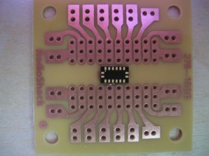 LIS3LV02DL glued onto a perf board